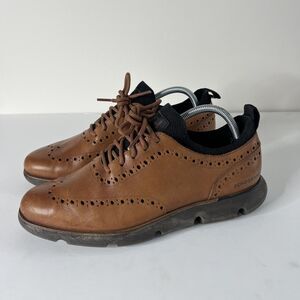 Cole Haan 4.ZeroGrand Wingtip Oxford Tan Brown Shoes Men's Size 9.5 C31884
